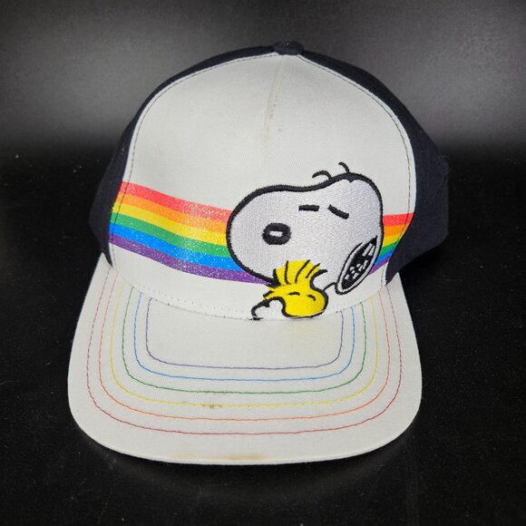 Snoopy Woodstock Snapback Baseball Trucker Hat Rainbow Adjustable Embroidered - Picture 1 of 10